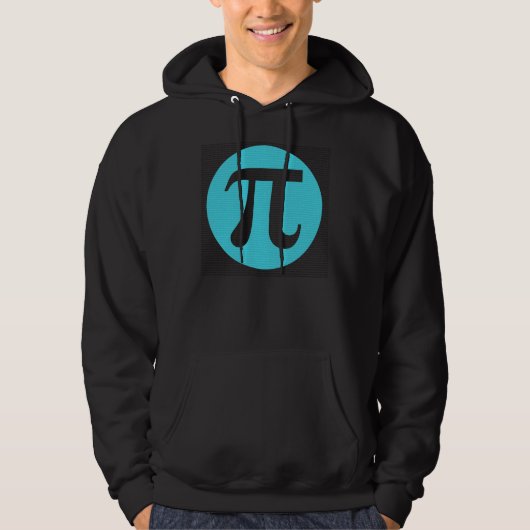 Wiskunde geek Pi-symbool, blauw op zwart Hoodie (Voorkant)