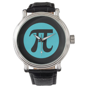 Wiskunde geek Pi-symbool, blauw op zwart Horloge