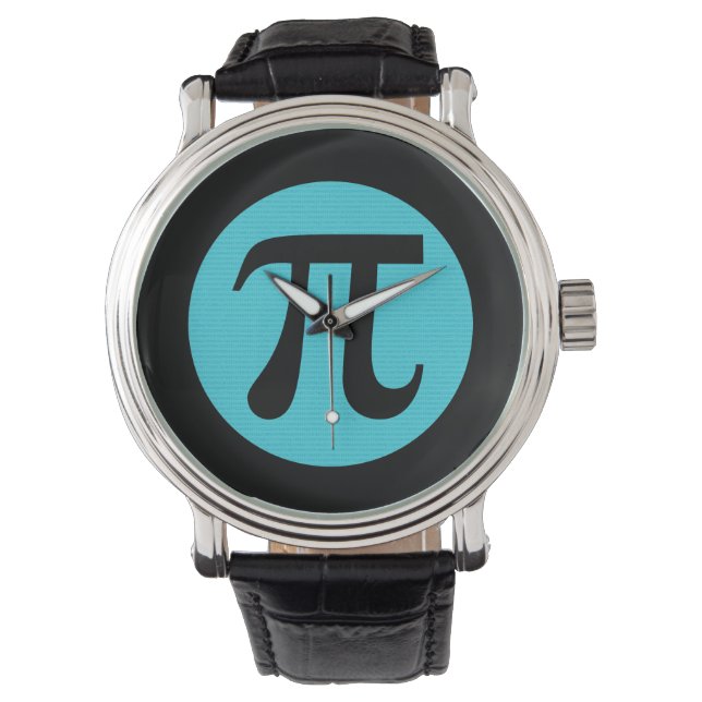 Wiskunde geek Pi-symbool, blauw op zwart Horloge (Voorkant)