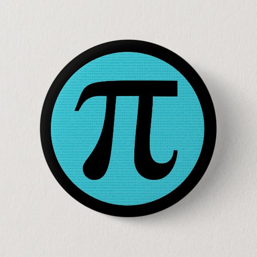 Wiskunde geek Pi-symbool, blauw op zwart Ronde Button 5,7 Cm (Voorkant)