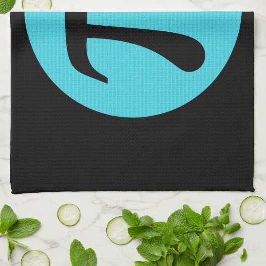 Wiskunde geek Pi-symbool, blauw op zwart Theedoek (Gevouwen)