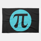 Wiskunde geek Pi-symbool, blauw op zwart Theedoek (Horizontaal)