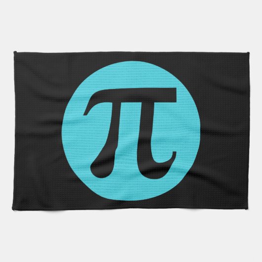 Wiskunde geek Pi-symbool, blauw op zwart Theedoek (Horizontaal)