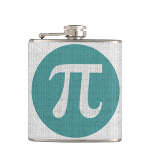 Wiskunde geek Pi-symbool, blauwe cirkel en cijfers Heupfles