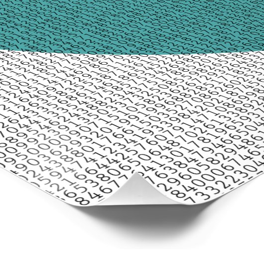 Wiskunde geek Pi-symbool, blauwe cirkel en cijfers Poster (Hoek)