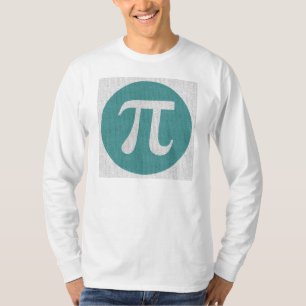 Wiskunde geek Pi-symbool, blauwe cirkel en cijfers T-shirt