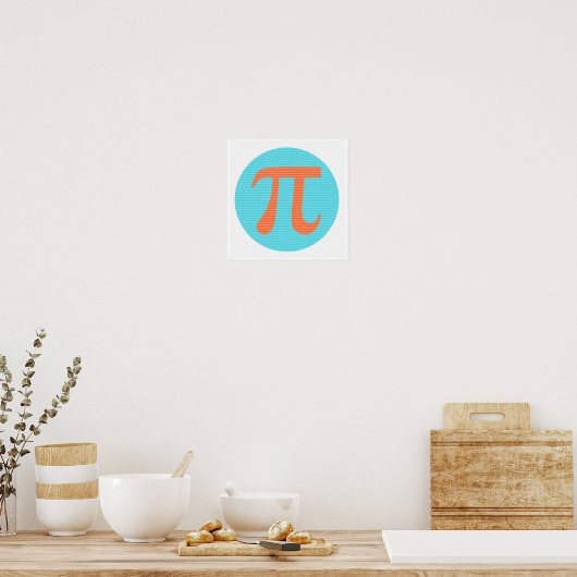 Wiskunde geek Pi-symbool, oranje en blauw Poster (Keuken)