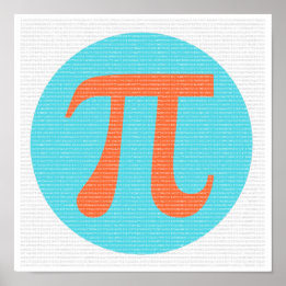 Wiskunde geek Pi-symbool, oranje en blauw Poster
