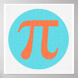 Wiskunde geek Pi-symbool, oranje en blauw Poster