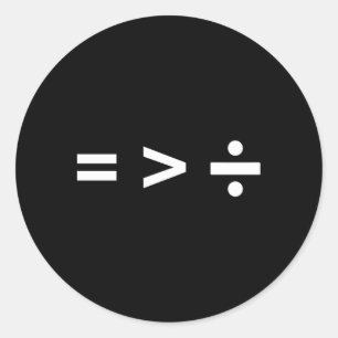 Wiskunde gelijk teken groter dan teken divisie tek ronde sticker