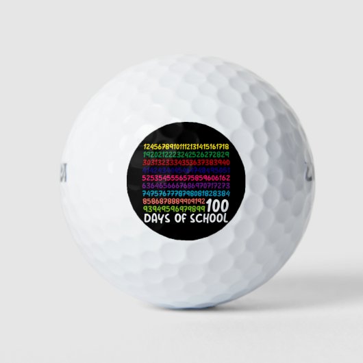 Wiskunde Getallen 100e Dag van School Leraar Kinde Golfballen (Voorkant)