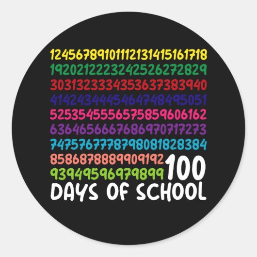 Wiskunde Getallen 100e Dag van School Leraar Kinde Ronde Sticker (Voorkant)