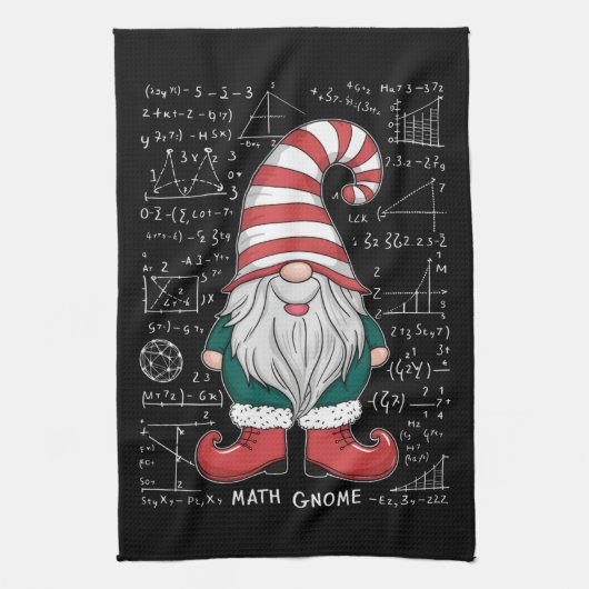 Wiskunde Gnome Family Matching Group kerstparty Theedoek (Verticaal)