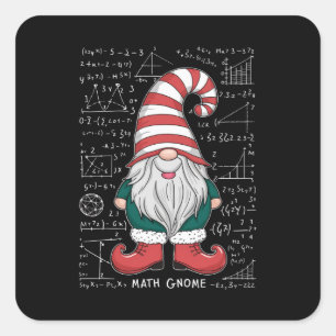 Wiskunde Gnome Family Matching Group kerstparty Vierkante Sticker