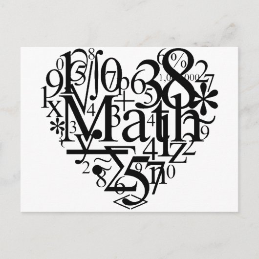 Wiskunde hart briefkaart (Voorkant)