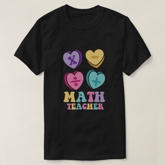 Wiskunde Hearts Snoep Happy Valentijnsdag Docent T-shirt (Design voorkant)