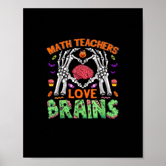 Wiskunde Hersenhart Skelet Hand Zombie Halloween Poster (Voorkant)