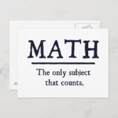 Wiskunde het Enige Onderwerp dat telt Briefkaart (Voorkant / Achterkant)
