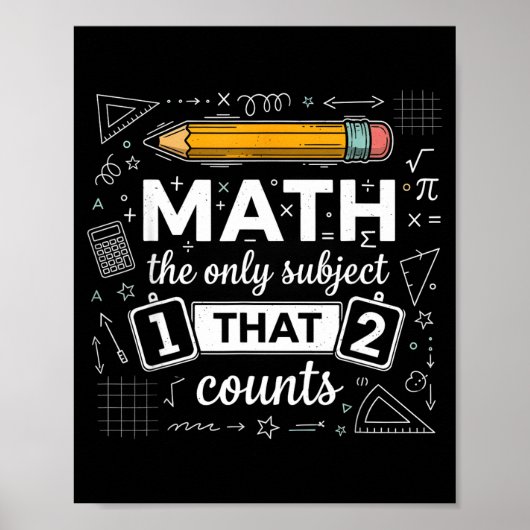 Wiskunde het enige vak dat telt Funny Math Teach Poster (Voorkant)