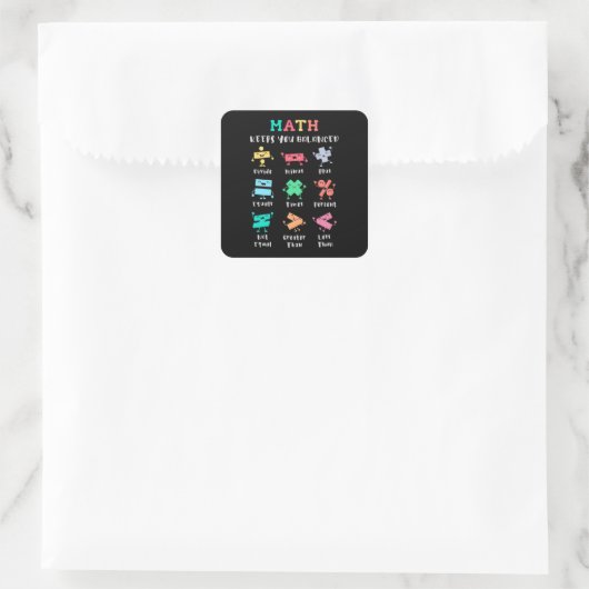 Wiskunde houdt je in evenwicht vierkante sticker (Tas)