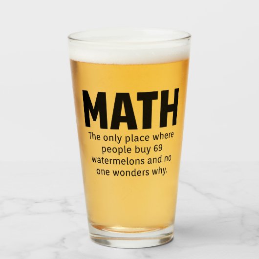 Wiskunde Humor Glas (Voorkant gevuld)