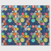 Wiskunde in kleur (blauw) cadeaupapier (Vlak)