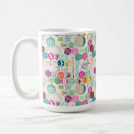 Wiskunde in kleur (roze) koffiemok (Links)