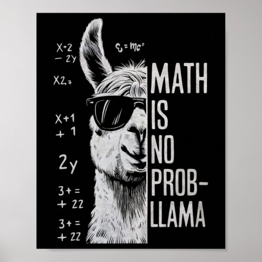 Wiskunde Is Geen Prob-Llama Grappige Lama Man Vrou Poster (Voorkant)