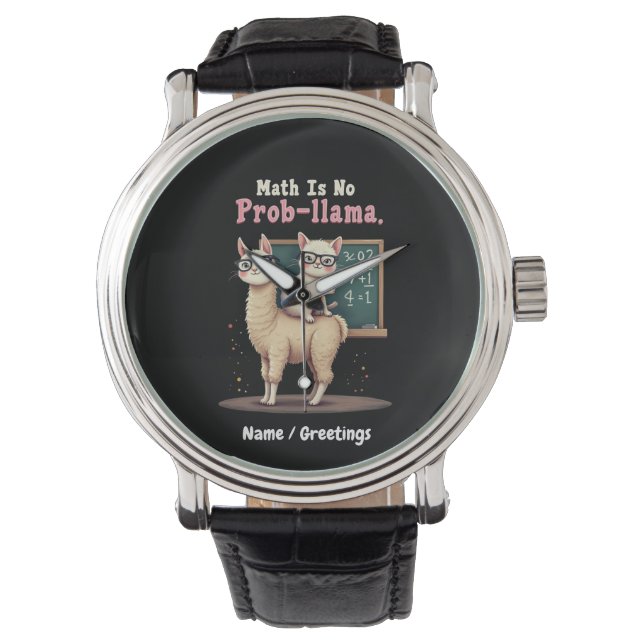 Wiskunde is geen prob-llama plezier & Schattigee W Horloge (Voorkant)