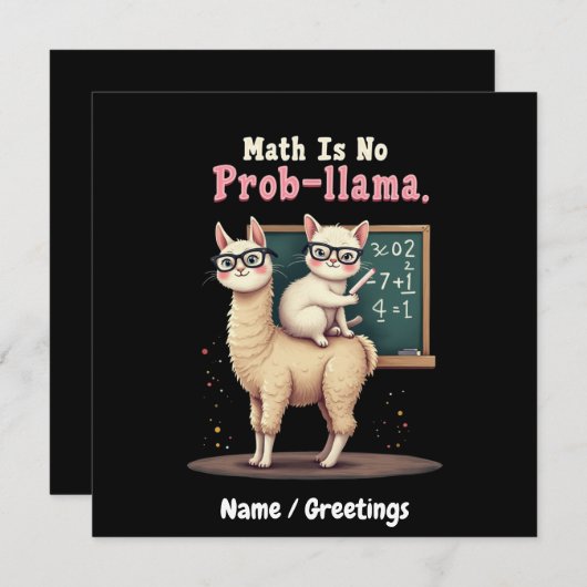Wiskunde is geen prob-llama plezier & Schattigee W Kaart (Voorkant / Achterkant)