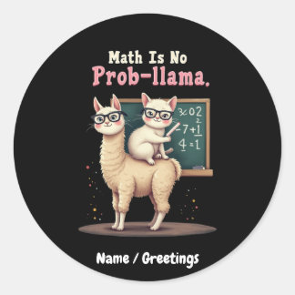 Wiskunde is geen prob-llama plezier & Schattigee W Ronde Sticker
