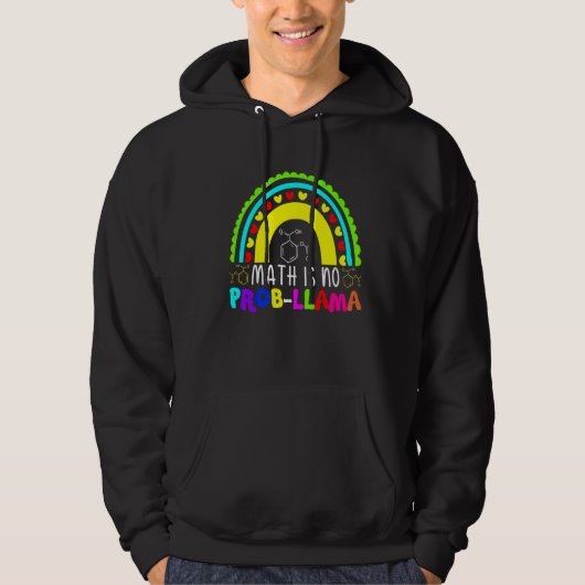 Wiskunde is geen Prob Llama Rainbow Hoodie (Voorkant)