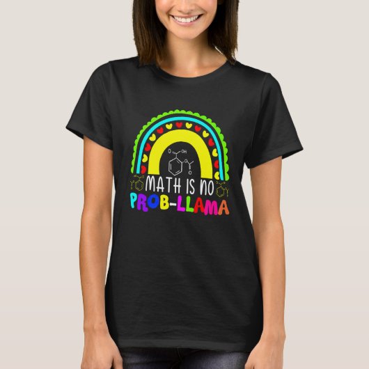 Wiskunde is geen Prob Llama Rainbow T-shirt (Voorkant)