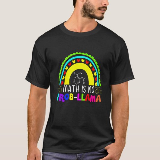 Wiskunde is geen Prob Llama Rainbow T-shirt (Voorkant)