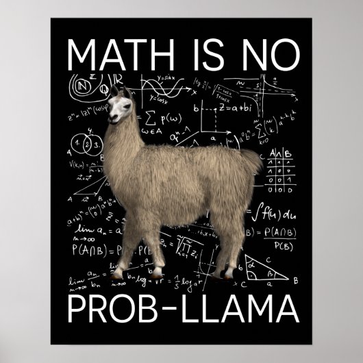 Wiskunde is geen Prob-Llama - Wiskunde Llama leraa Poster (Voorkant)