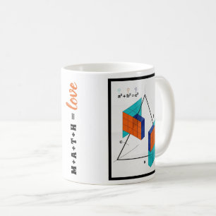 Wiskunde is gelijk aan liefde 3D stelling van Pyth Koffiemok