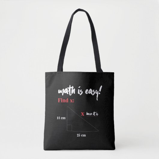 Wiskunde is gemakkelijk grappige Wiskunde leraar J Tote Bag (Voorkant)