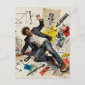 Wiskunde is Hard Man Mixed Media Collage Briefkaart (Voorkant)
