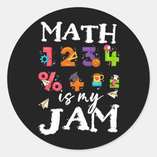 Wiskunde is mijn Jam Teacher-waardering Algebra Eq Ronde Sticker (Voorkant)
