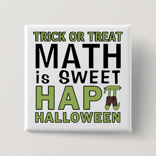 Wiskunde is Sweet Happy Halloween Pi Teacher Funny Vierkante Button 5,1 Cm (Voorkant)