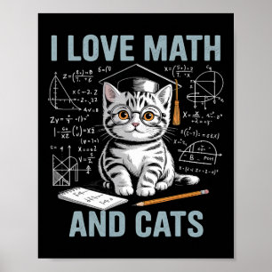 Wiskunde Kat Liefhebber Grappige Wiskundeleraar Ik Poster