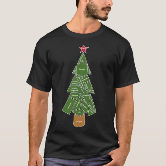 Wiskunde kerstboom van leraar, gemaakt van vormen t-shirt (Voorkant)