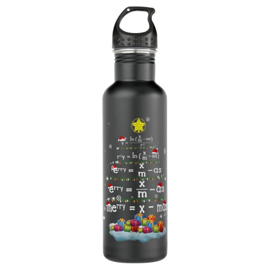 Wiskunde kerstboomleraar Funny Kerstmis Wiskunde Waterfles (Voorkant)