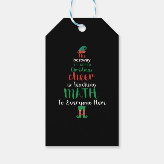 Wiskunde Kerstleraar Elf Gift-design Cadeaulabel (Voorkant)