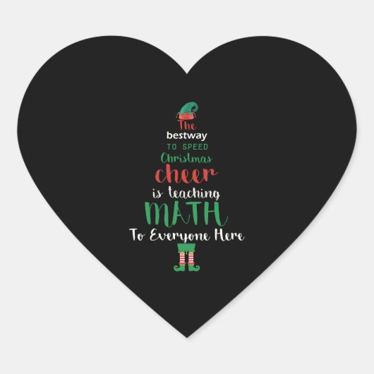 Wiskunde Kerstleraar Elf Gift-design Hart Sticker (Voorkant)