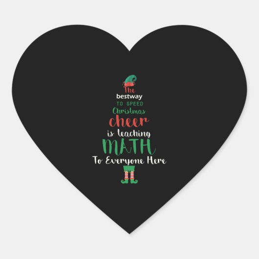 Wiskunde Kerstleraar Elf Gift-design Hart Sticker (Voorkant)
