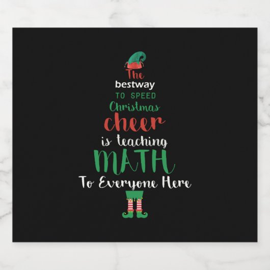 Wiskunde Kerstleraar Elf Gift-design Sparkling Wijnetiket (Enkel label)