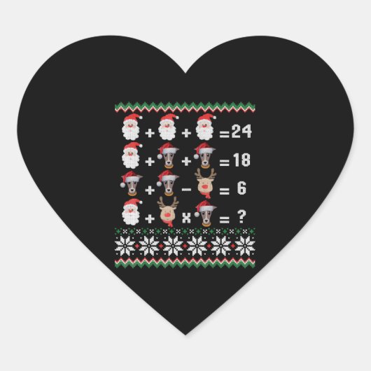 Wiskunde Kerstleraar GREYHOUND Hart Sticker (Voorkant)