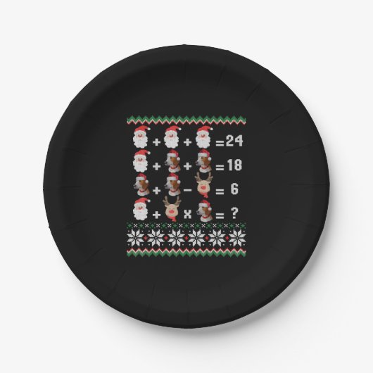 Wiskunde kerstleraar papieren bordje (Voorkant)