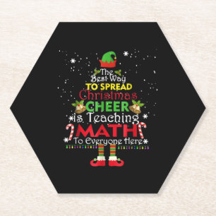 Wiskunde Kerstleraar Shirt Elf met kerstmis Kartonnen Onderzetters